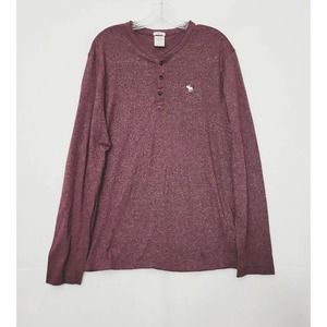 Abercrombie Fitch Shirt Mens Large Burgundy Henley Long Sleeve Muscle Preppy Men